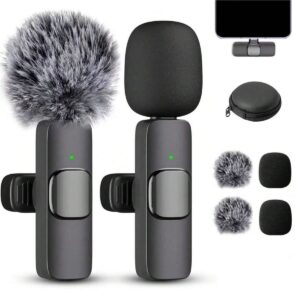 Wireless Lavalier Microphone Compatible With TypeC/Phone Lapel Mics Plug-Play 2.4G Ultra-Low Delay Built-In Noise Reduction Chip